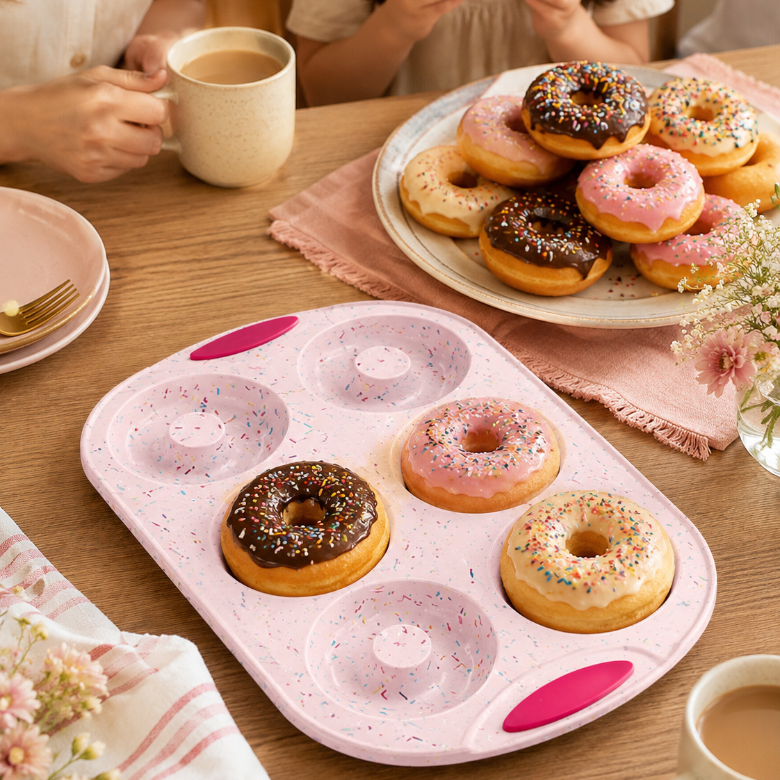 Non Stick Silicone Donut Pan With Handles