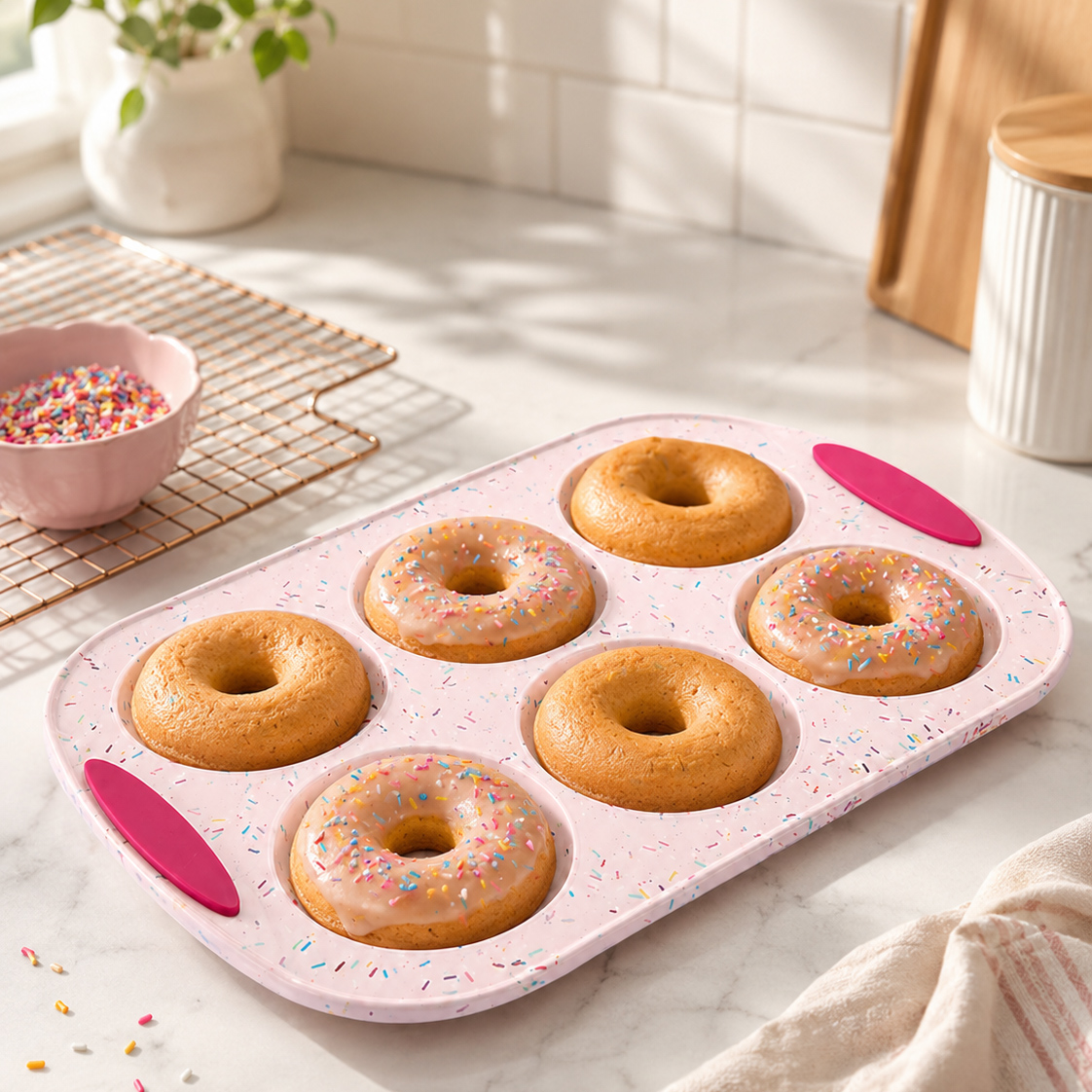 Non Stick Silicone Donut Pan With Handles