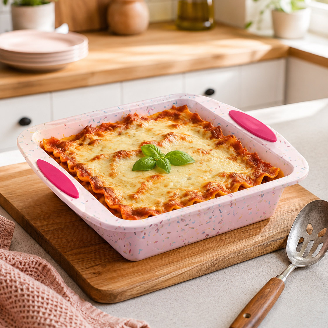 Non Stick Square Silicone Baking Pan With Handles