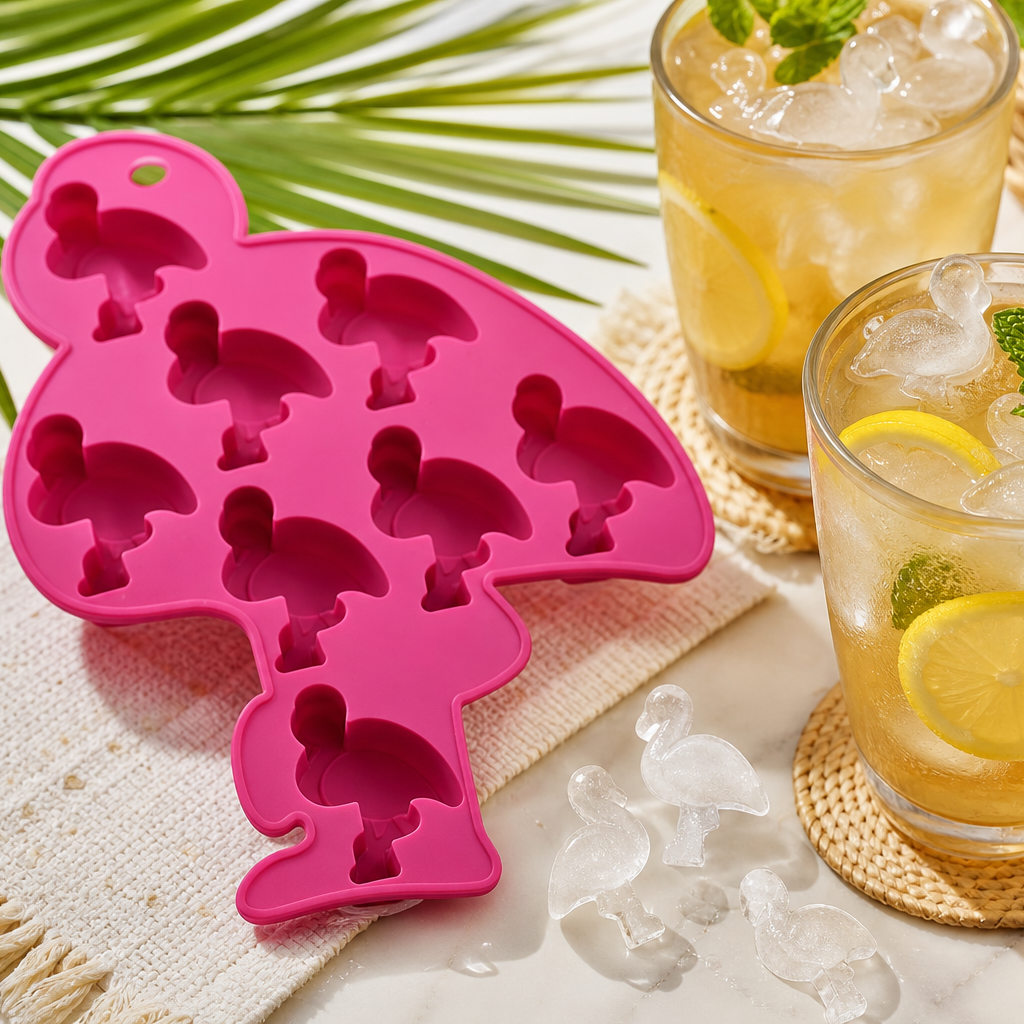 Silicone Flamingo-Shaped Ice Cube Tray
