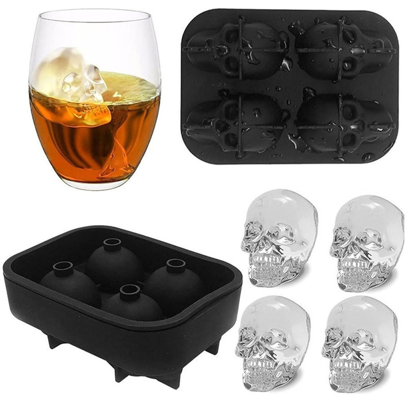 3D Skull Ice Ball Maker Mold with Lid
