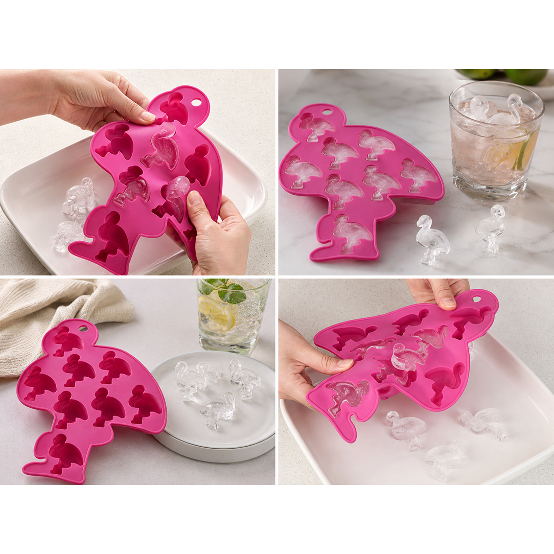 Silicone Flamingo-Shaped Ice Cube Tray