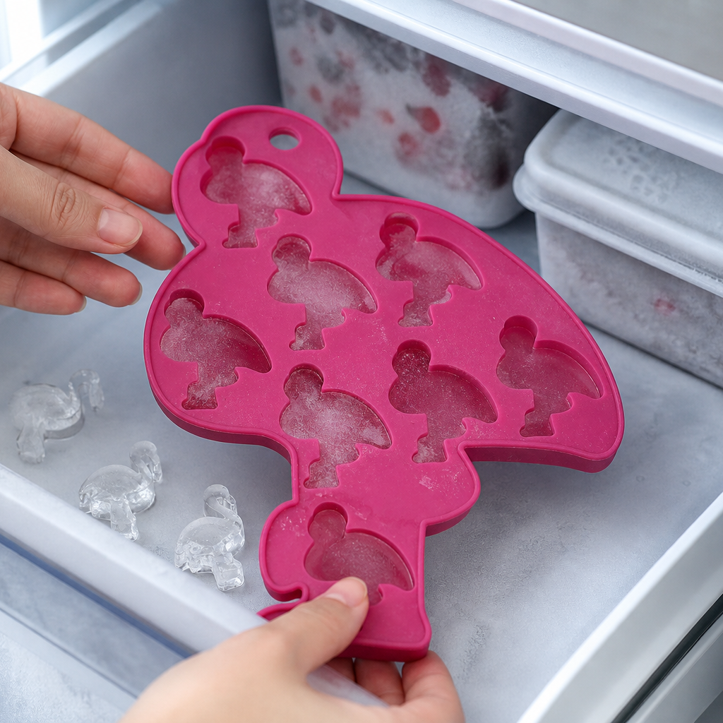 Silicone Flamingo-Shaped Ice Cube Tray