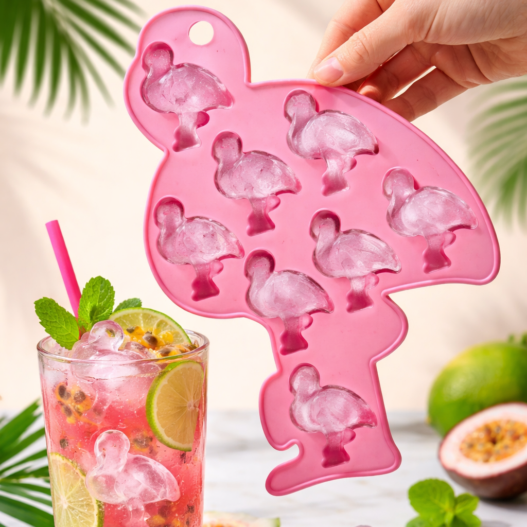 Silicone Flamingo-Shaped Ice Cube Tray